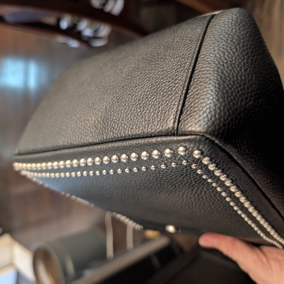 Brighton Black Studded Shoulder Bag with Structured Design Jill Purse - Picture 7 of 12